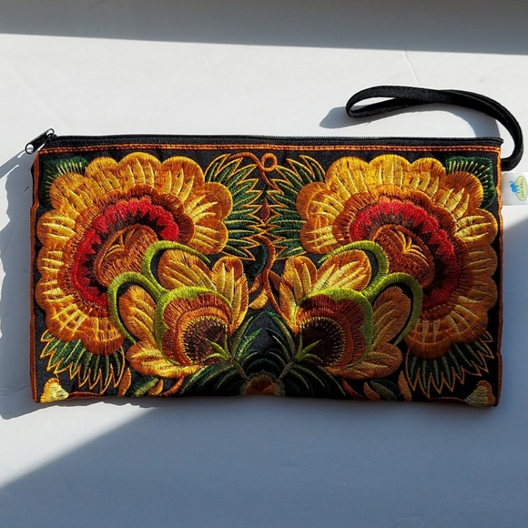 Sam Well Boho Embroidered wristlet / clutch purse - Picture 6 of 7